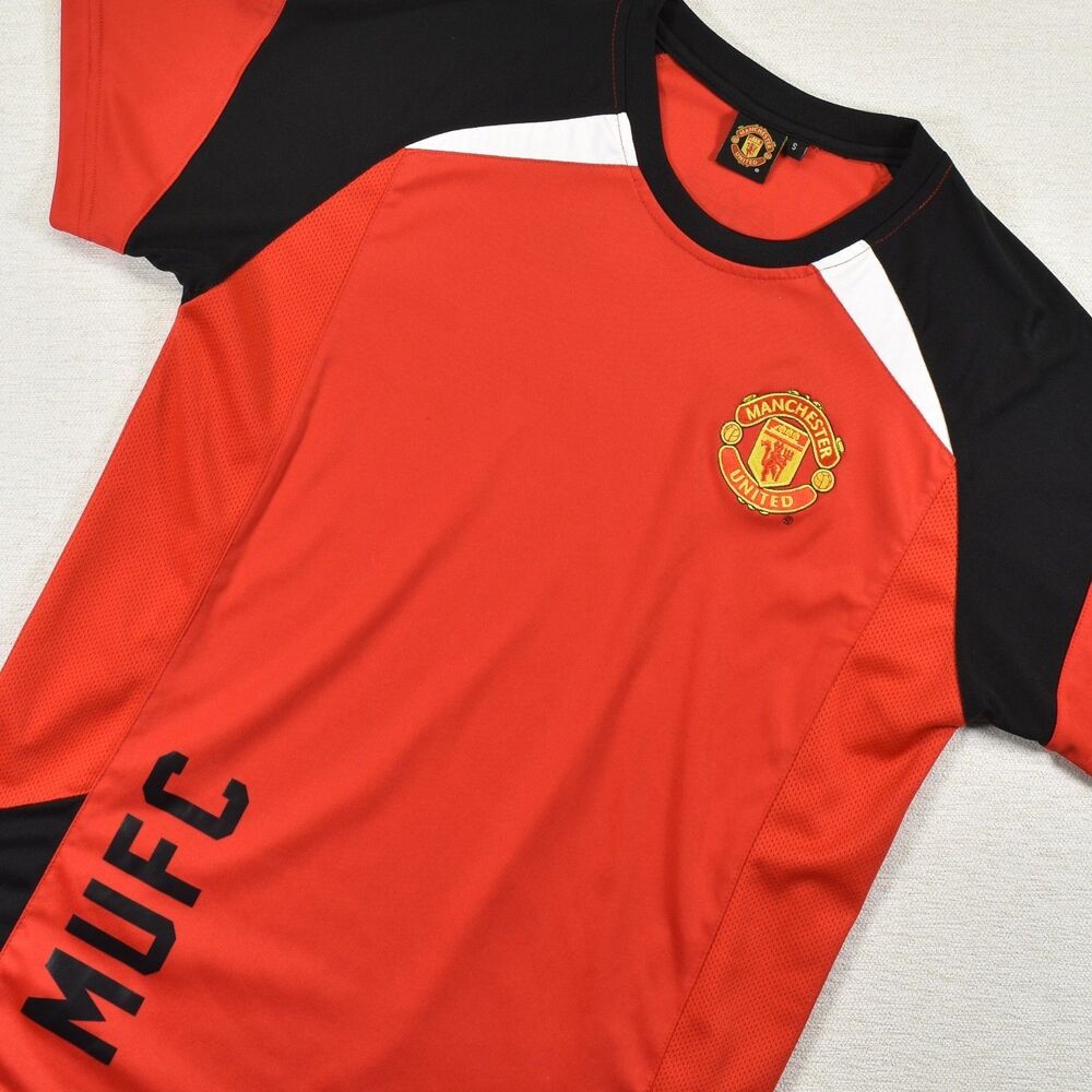 Manchester United Football Club Shirt S Red Black MUFC Soccer Jersey Training